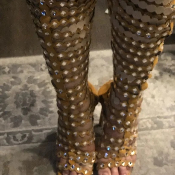 Cape Robbin Open Toe Lace Up Gladiator Over The Knee Thigh High Caged Sandals - Picture 8 of 16